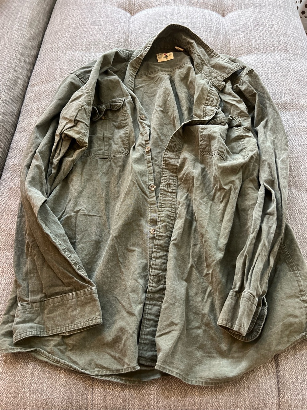 RedHead Shirt Mens 2XL Green Solid Long Sleeve Button Front Workwear Casual